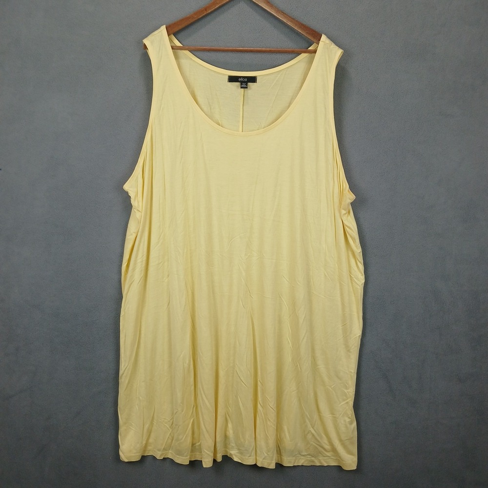 Ellos Tank Dress Womens 4X (36/36) Yellow Knit Scoop Neck Casual Everyday Wear